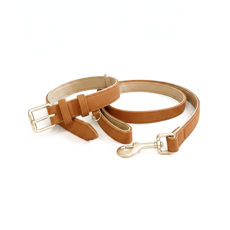 Soft Padded Collar & Lead Set - Tan